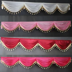 3or1m Event Party Valance Drape Panel Decor Backdrop Curtain Stage Wedding Background Decoration Veil Cloth Wave Curtain Tassel