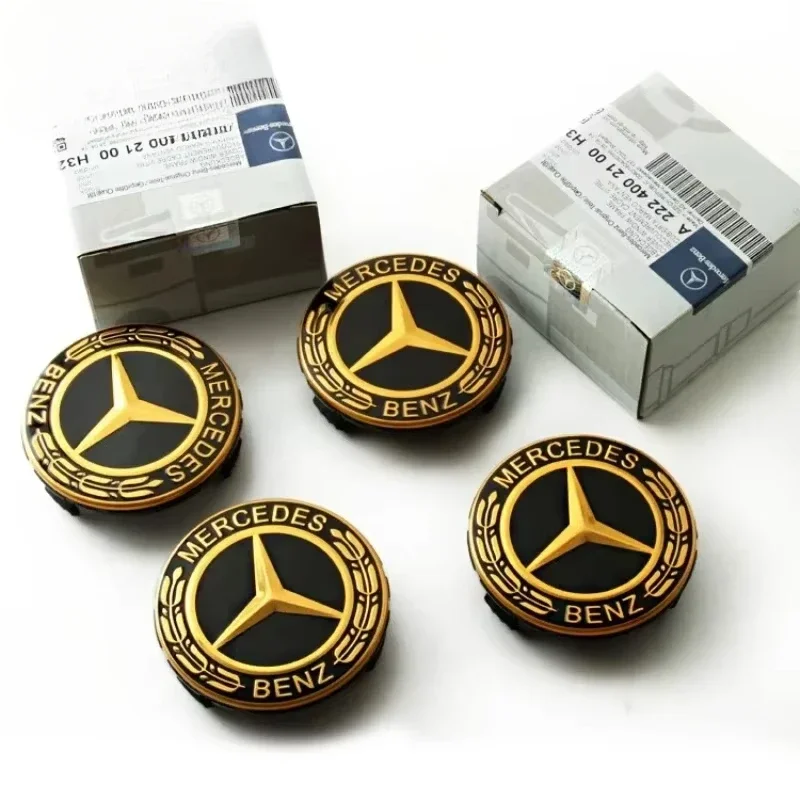 

4PCS 75mm car hub center cover is suitable for Mercedes-Benz A/B/C/E/S/GLK/CLA/GLC W205 W246 W251 retro gold multicolor optional