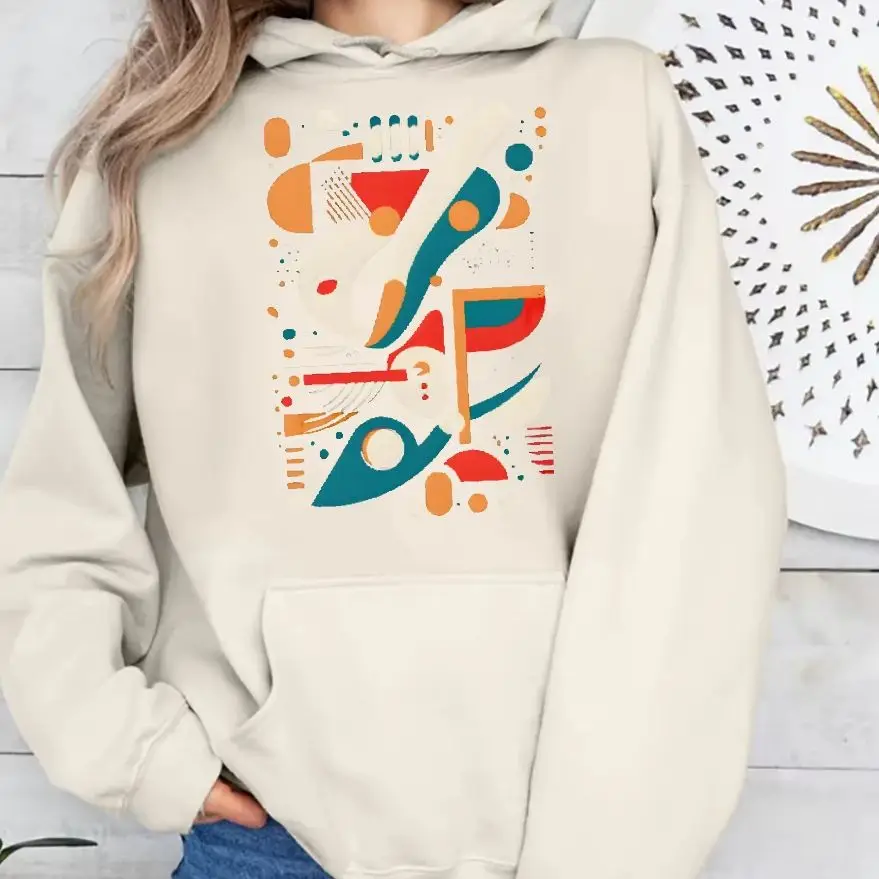 

Aesthetic Sweatshirt Long Sleeves Stylish Pullover Graphic Hoodies Crew Neck Unisex Casual Daily Wear Abstract Geometric Shapes