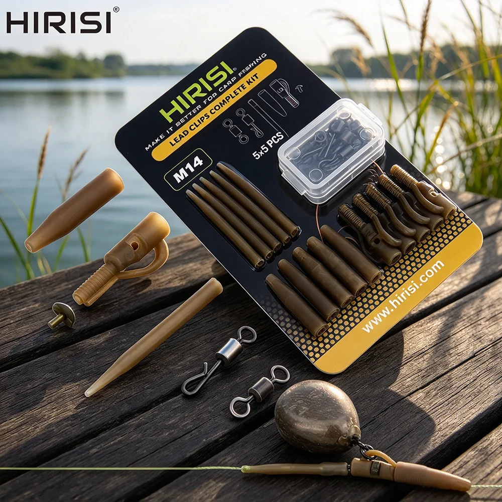 Hirisi M14 Carp Fishing Lead Clip Kit, Quick Change Swivel, Tail Rubber, Anti Tangle Sleeves, Carp Rig Building Terminal Tackle