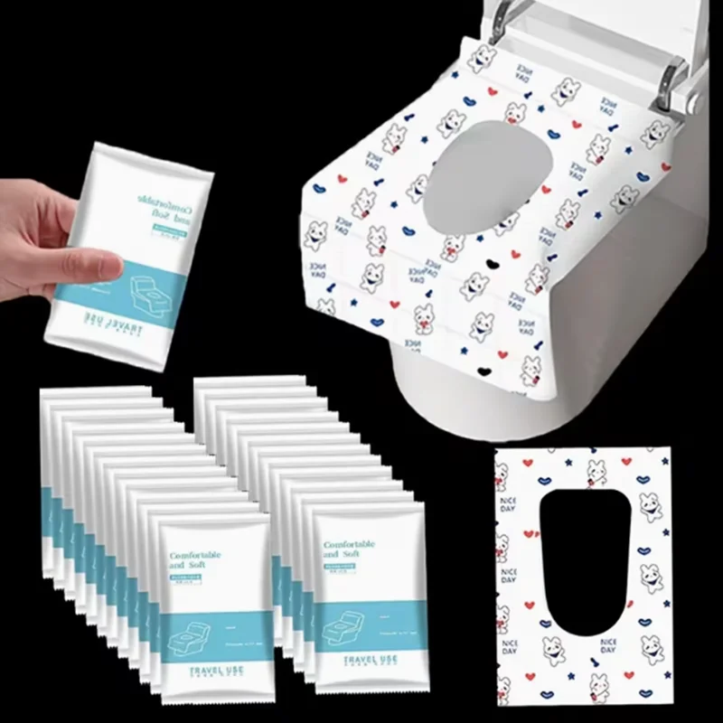 6pcs One-time use toilet seat cover - Portable adhesive toilet seat cover kit - Individual packaging - For travel use