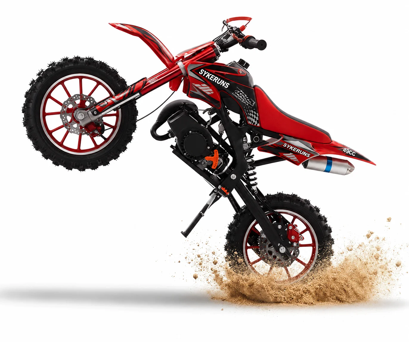 SYKERUNS 49CC Gas Mini Dirt Bike  2 Stroke Off Road Motorcycle 35-40KM/H Pull Start Disc Brake Pit Bike 2.5-10 Tires