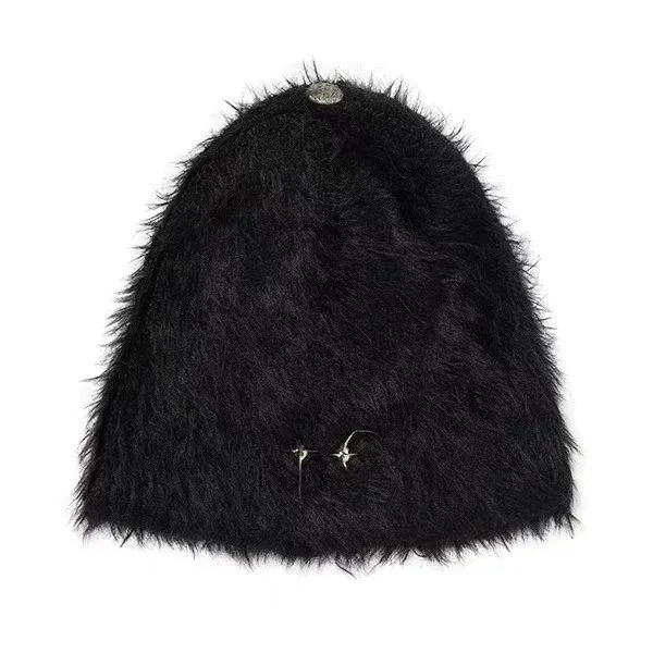 ThugClub 26SS Wheat grain knitted plush metal Logo hat Men's and women's same thermal hat