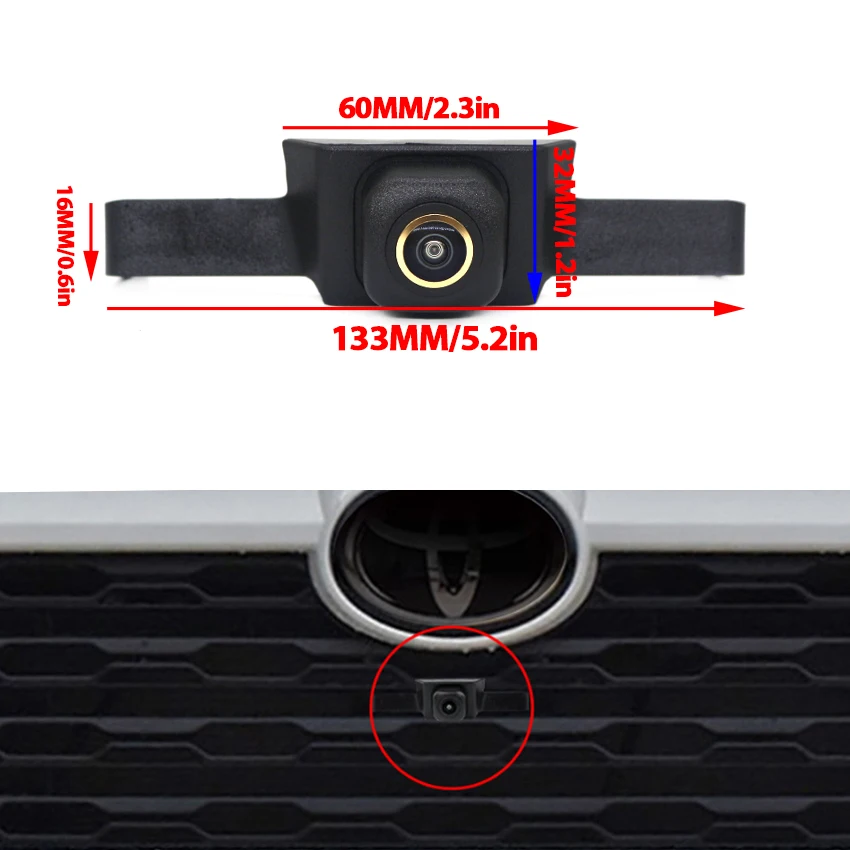 170° Fisheye Golden Lens AHD 1920x1080P Car Front View Camera Full HD Night Vision For Toyota RAV4 XA50 2020 2021 Accessories