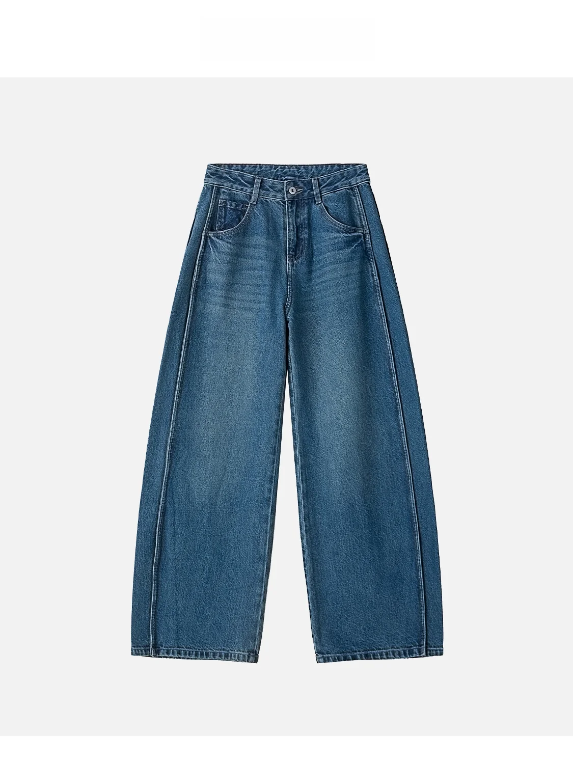 

Джинсы JINGJING винтажные, с эффектом потертости, свободного кроя, с высокой талией, прямые, повседневные, выцветшие синие, с начесом, широкие брюки, женская мода