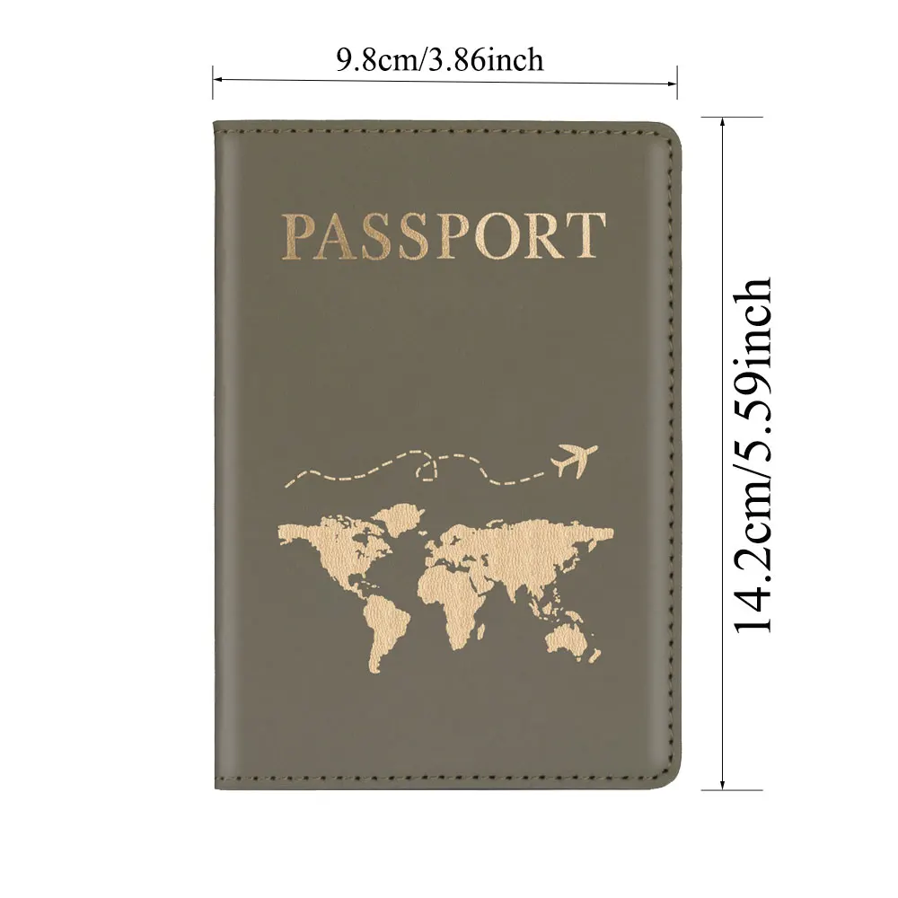 Customized Simple Passport Holder Cover World Map style Travel Passport Wallet Gift PU Leather Card Cover Wallet Holder Unisex