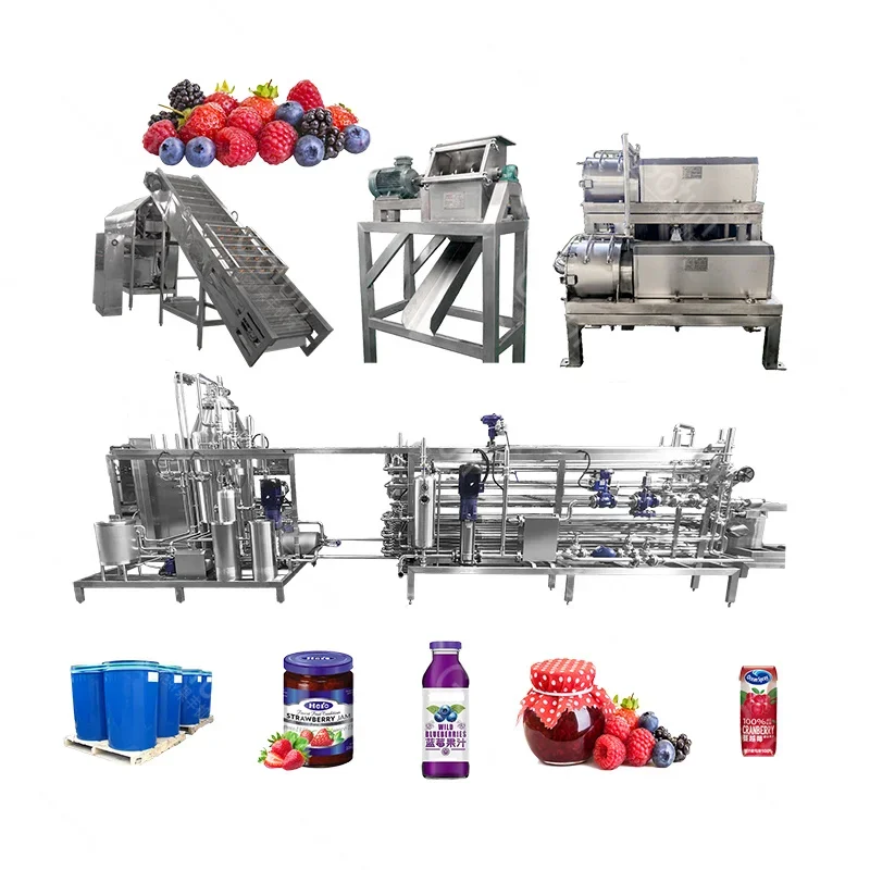 Automatic fruit juice production line of berries aple juice beverage making processing machine