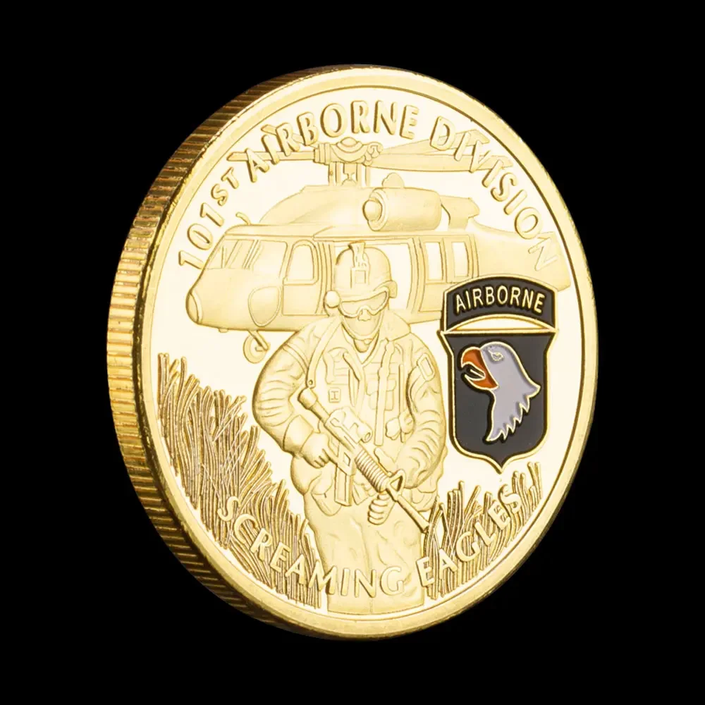 101st US Army Airborne Division Souvenir Coin Golden Plated Commemorative Coin Military Fans Collectible Gift