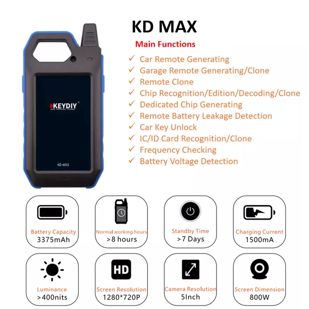 KEYDIY KD MAX Key Programmer Auto Unlock Remote Generator Transponder Chip Reader Frequency Tester Mutil-functional Smart Device