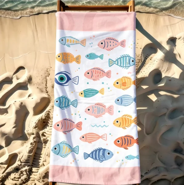 Bohemian Turkish Evil Eye Symbol Beach Towel, Large Microfiber Sand Free Quick Dry Towel for Summer Vacation