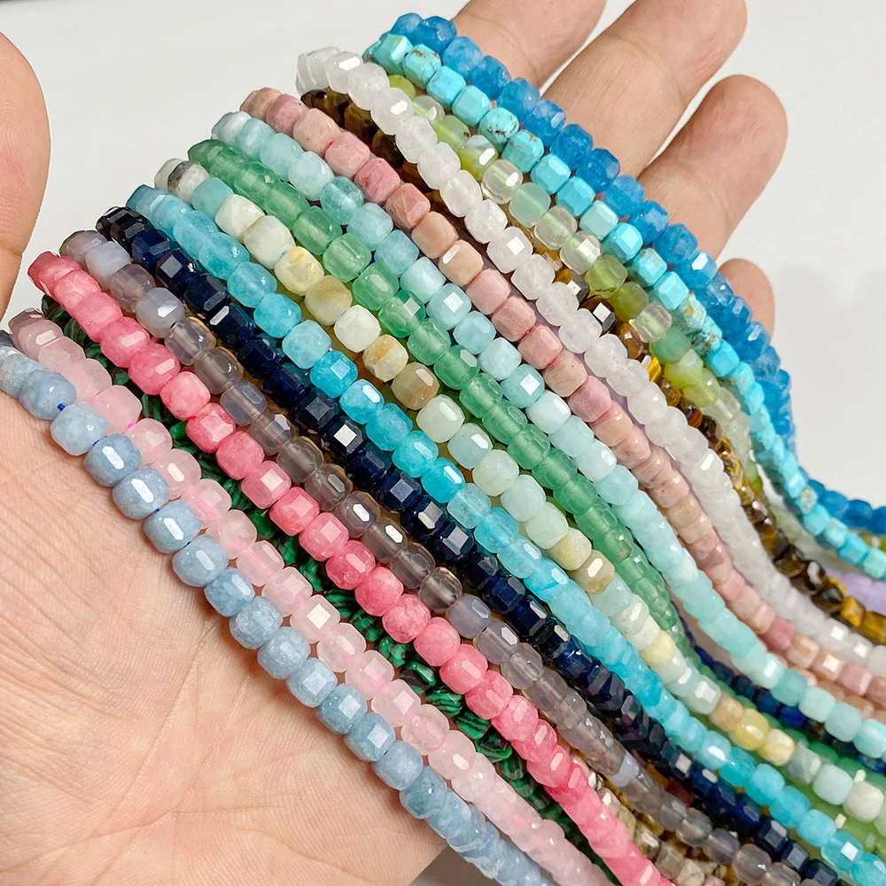 Natural Rhodochrosite Square Stone Beads 5mm Cube Stone Gems Beads For Making Jewelry Bracelet DIY Necklace Accessories Charm image 5