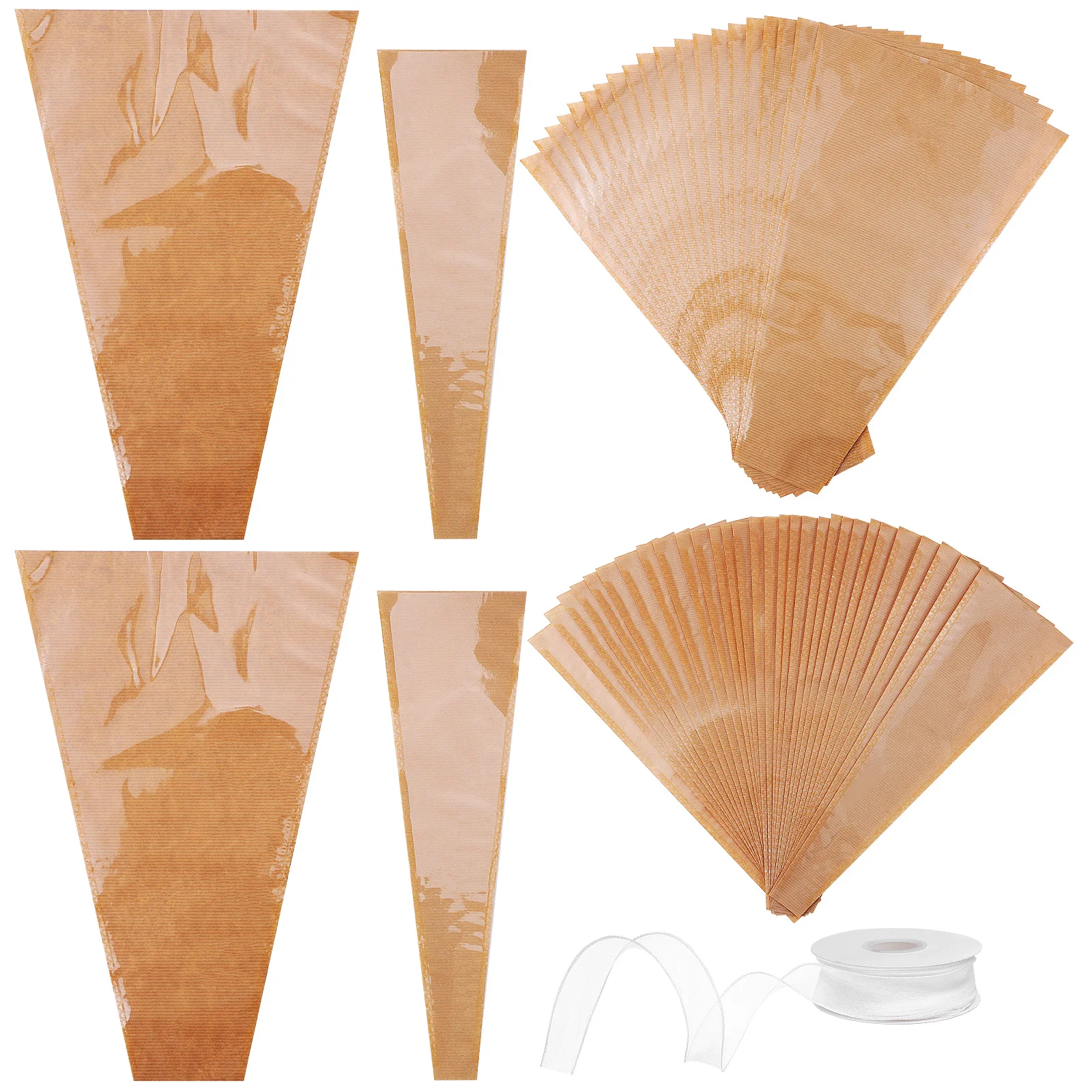 

Kraft Paper Various Sizes Transparent Ribbon Bouquet Wrapping Paper Flowers Packaging Bags Decorative Craft Supplies