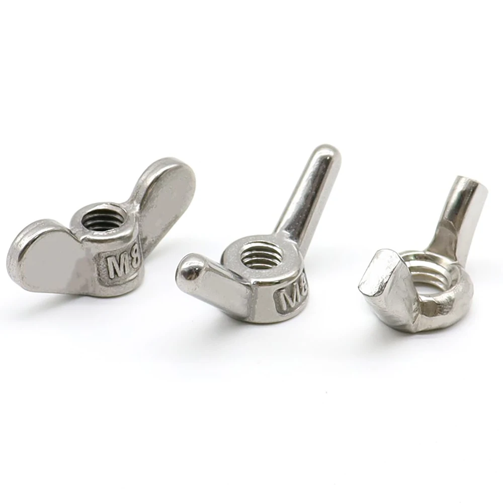 Écrous à oreilles en acier inoxydable A2 304, serrer à la main, M3 M4 M5 M6 M8 M10 M12 M14 M16 à M24, Type papillon/Type d'oreille grande/Type de clous