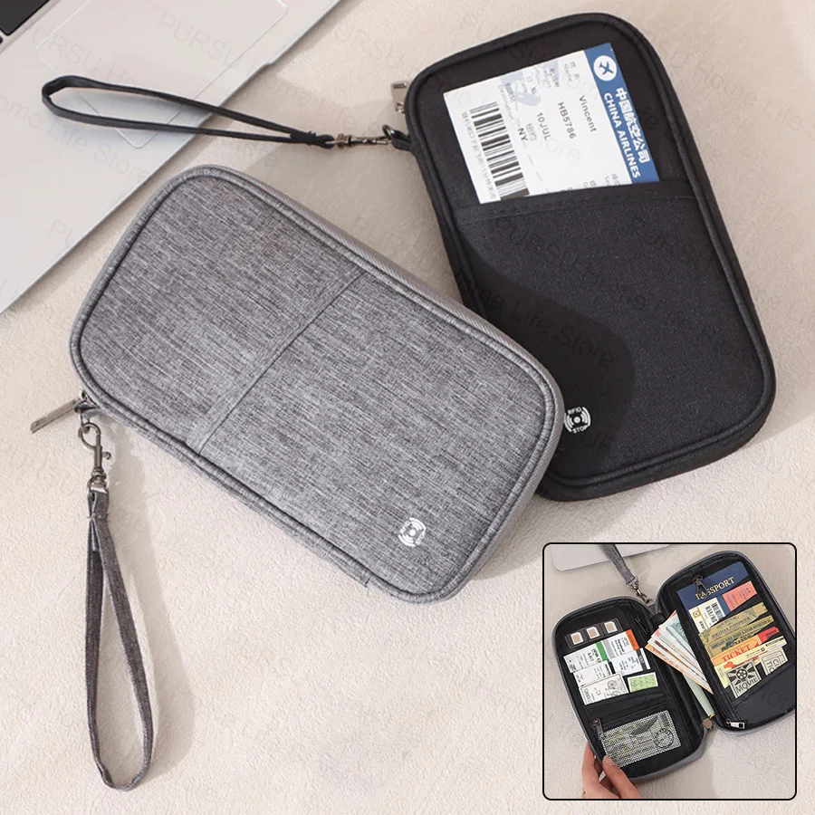 

Сумка-держатель для паспорта, семейный RFID-блокирующий кошелек для паспорта, кошелек для путешествий, органайзер для документов, чехол для кредитных карт