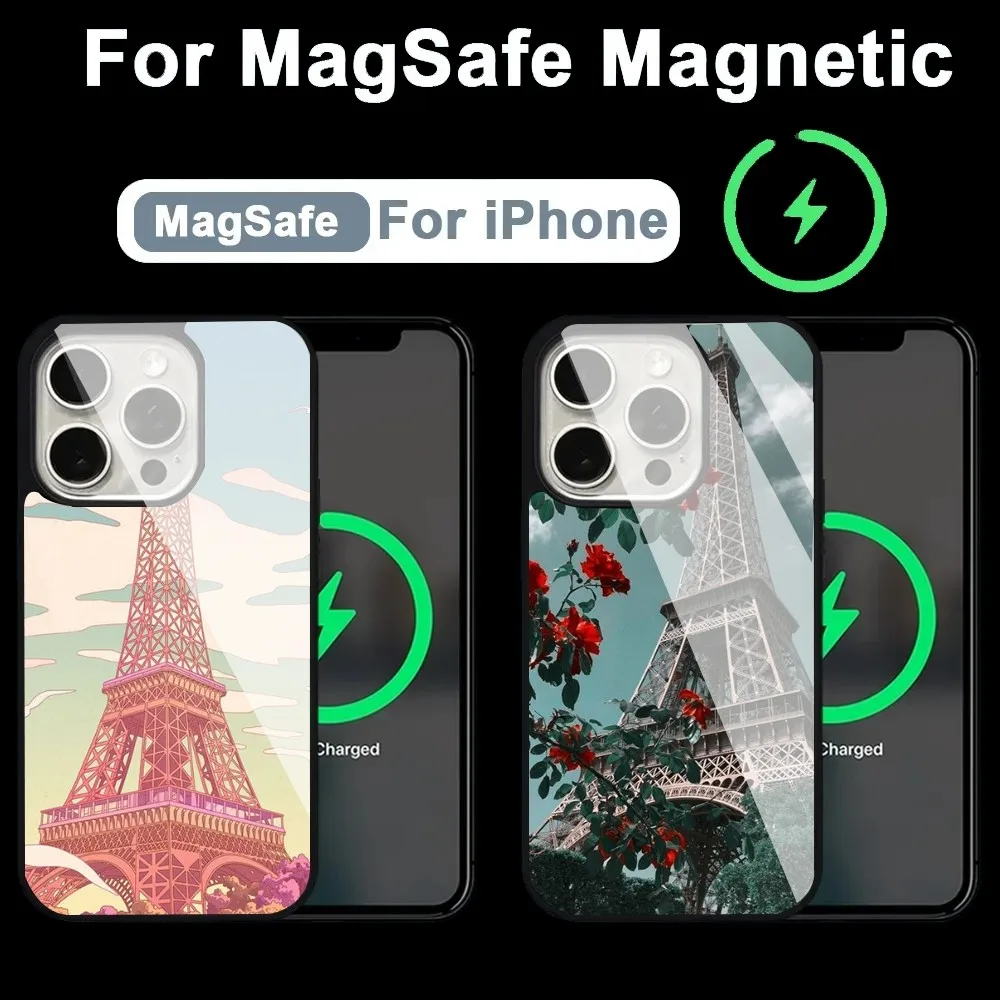 

Eiffel Tower Phone Case Alex Mirror For Magsafe Wireless Charging Caver For IPhone 13 14 15 Pro Max 11 12 Mini