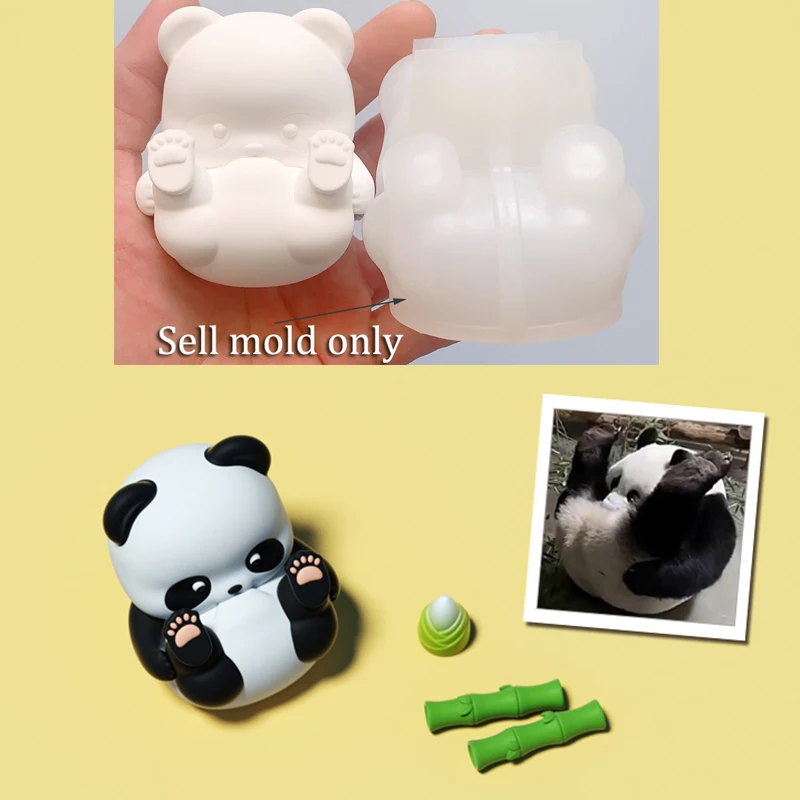 3D Panda candela sapone che fa stampi in Silicone fatti a mano Aroma gesso ornamento gesso stampo cemento bambù torta fondente stampi