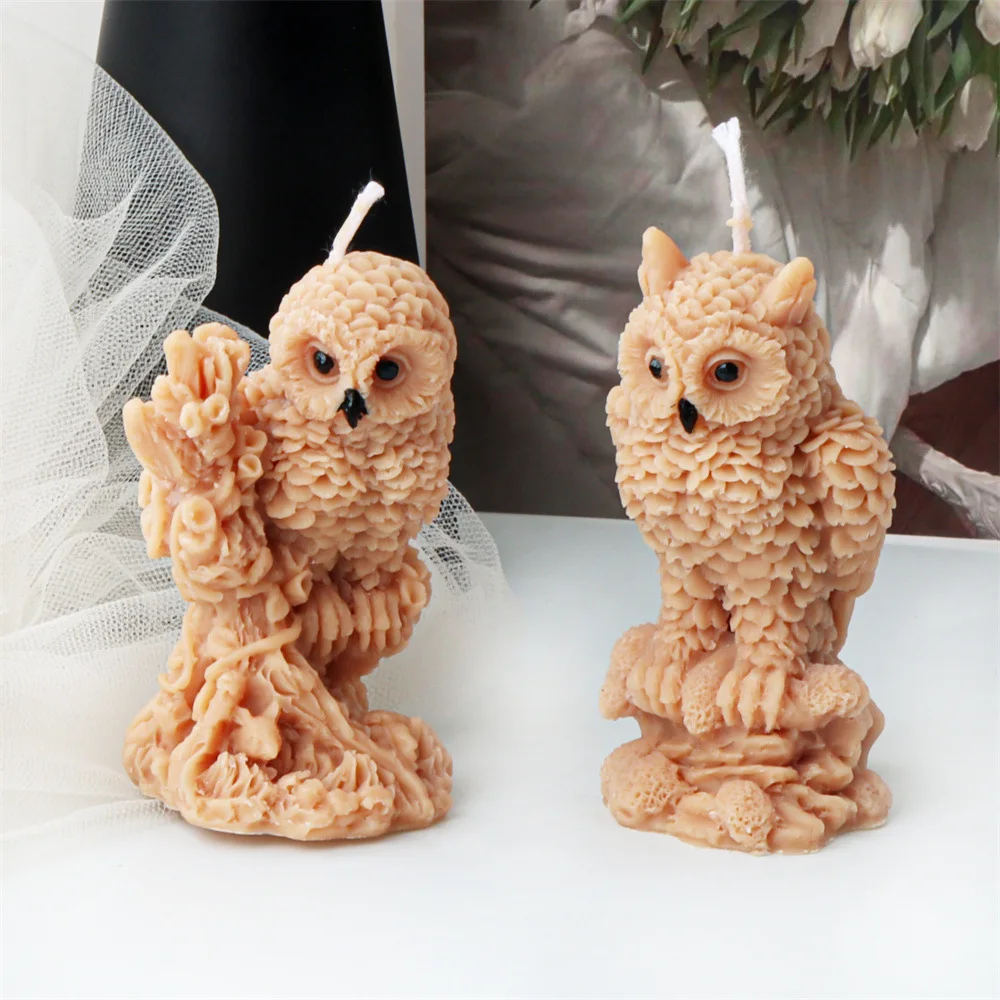 Cute Owl Silicone Candle Mold for DIY Aromatherapy Candle Plaster Ornaments Soap Epoxy Resin Mould Handicrafts Making Tool