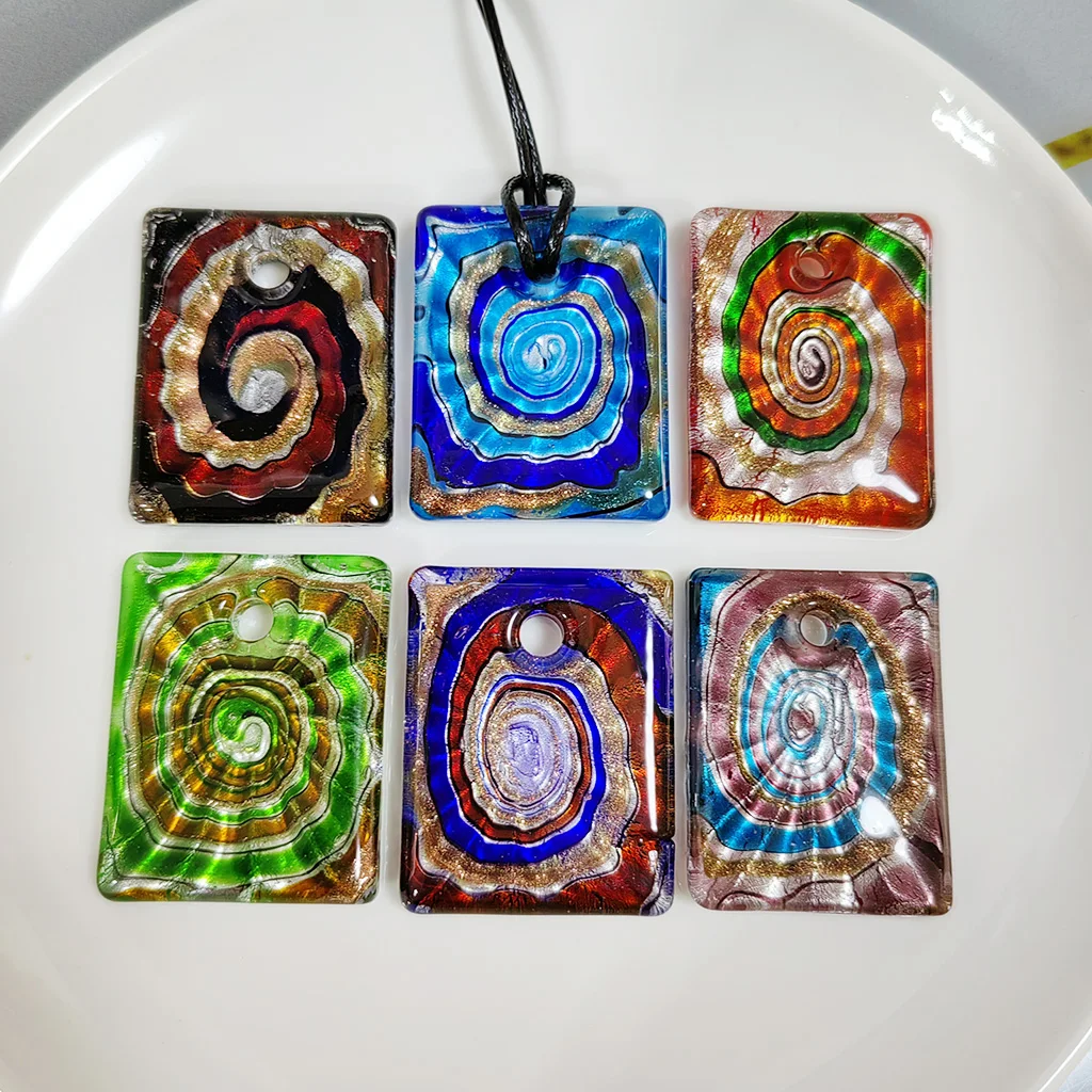 6PCS MIx Glass Murano Floral Swirl Lampwork Pendant Necklace For Women Artistic Sense Mysterious Cheap  Jewelry Free Shipping