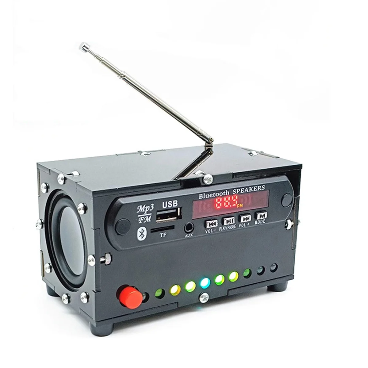 DIY FM Radio Electronic Kit Bluetooth Audio 5Wx2 Spectrum Indicate Music Player Soldering Practice