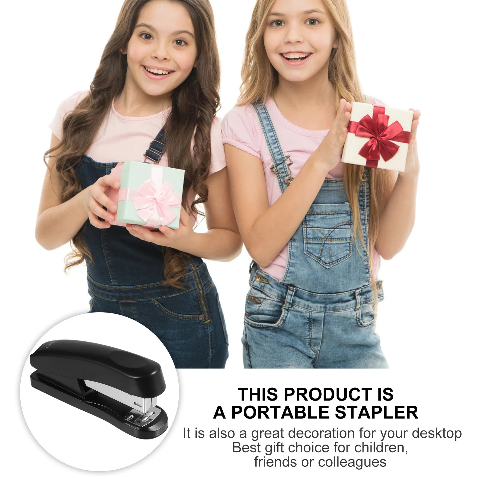 4 قطعة دباسة سوداء عملية محمولة باليد لوازم مكتبية ديكور سطح المكتب سهلة الاستخدام أداة تجليد المدرسة #5