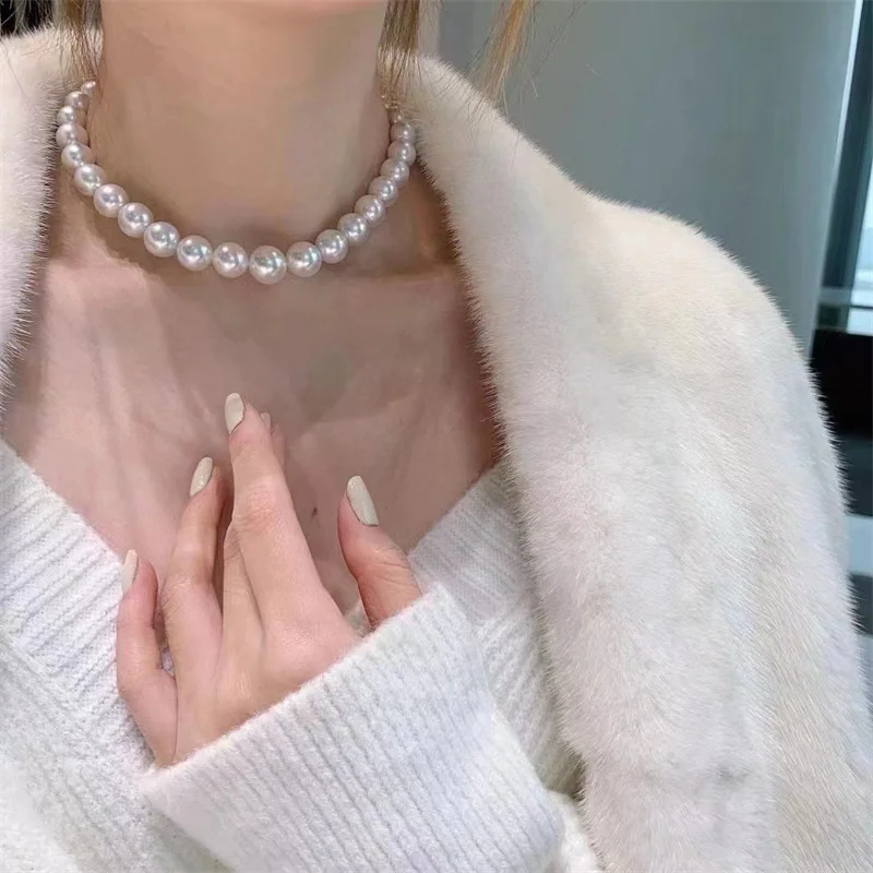 

10-11mm Amazing Round Pearl Necklace 5A High Quality Natural Fresh water Pearl Necklace for Women Fine Pearl & Silver Jewelry