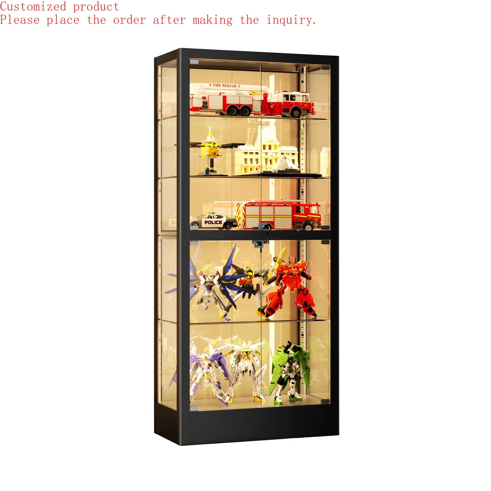 

Custom.Transparent LED Light Glass Store Display Case, Living Room Wine showcase ,hand Puppet Model Glass Cabinet