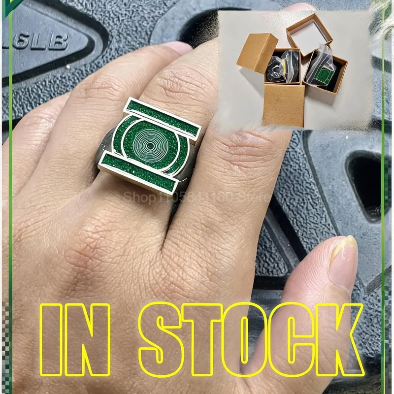 IN STOCK New Green Retro Lantern Metal Ring For Men John Cosplay TV Series Collectible Finger Jewelry Accessories Gifts