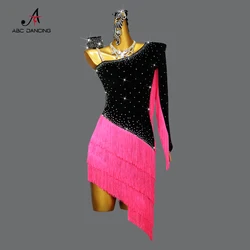 Neue Latin Dance Wettbewerb Kleid Frauen leistung Fringe Rock Mädchen Kabarett Party Sexy Linie Anzug Prom Kleidung Samba Anpassen