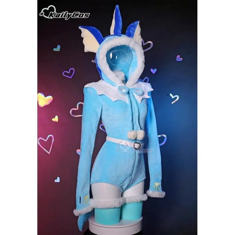 ชุดคอสเพลย์วีโปเรียนจากอนิเมะ QQ38 สำหรับผู้หญิง ชุดบอดี้สูทผ้าสักหลาดแบบมีฮู้ด พร้อมหางและถุงเท้า ชุดกระต่ายสาวน่ารัก ชุดนอนผ้าพลัฌนุ่มนิ่ม