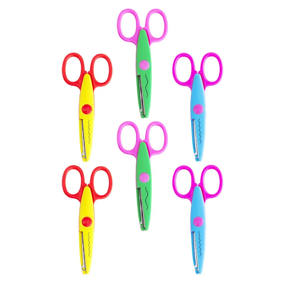 6Pcs Children Scissors Kids Lace Scissors Craft DIY Cutting Tools Portable Safety Rounded Edge for Kids Creative Projects