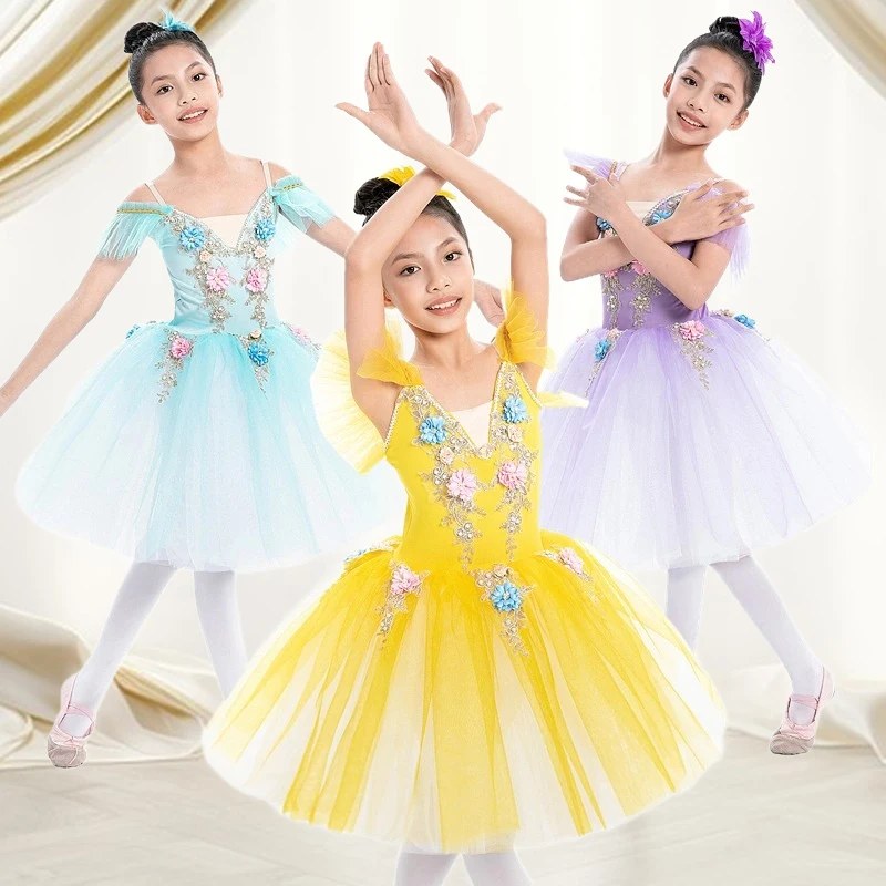 Girls Glitter Tulle Dress Ruffle Sleeve Poncho Dress Summer Dance Princess Dress One Piece Outfit