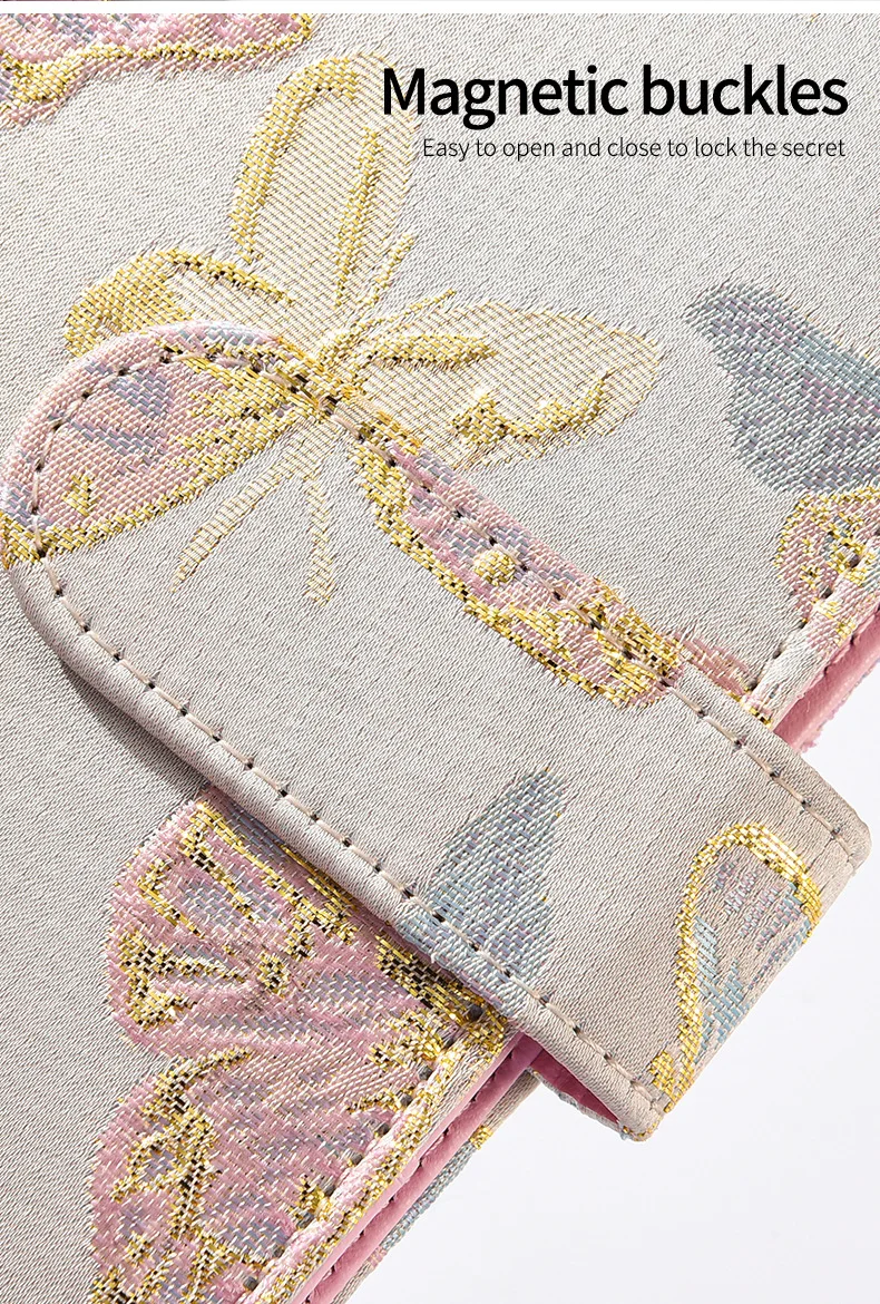 A6 Fabric Pink Yellow Butterfly Macaron Planner  Loose-Leaf Cover Cash Budget Journal Office Stationery