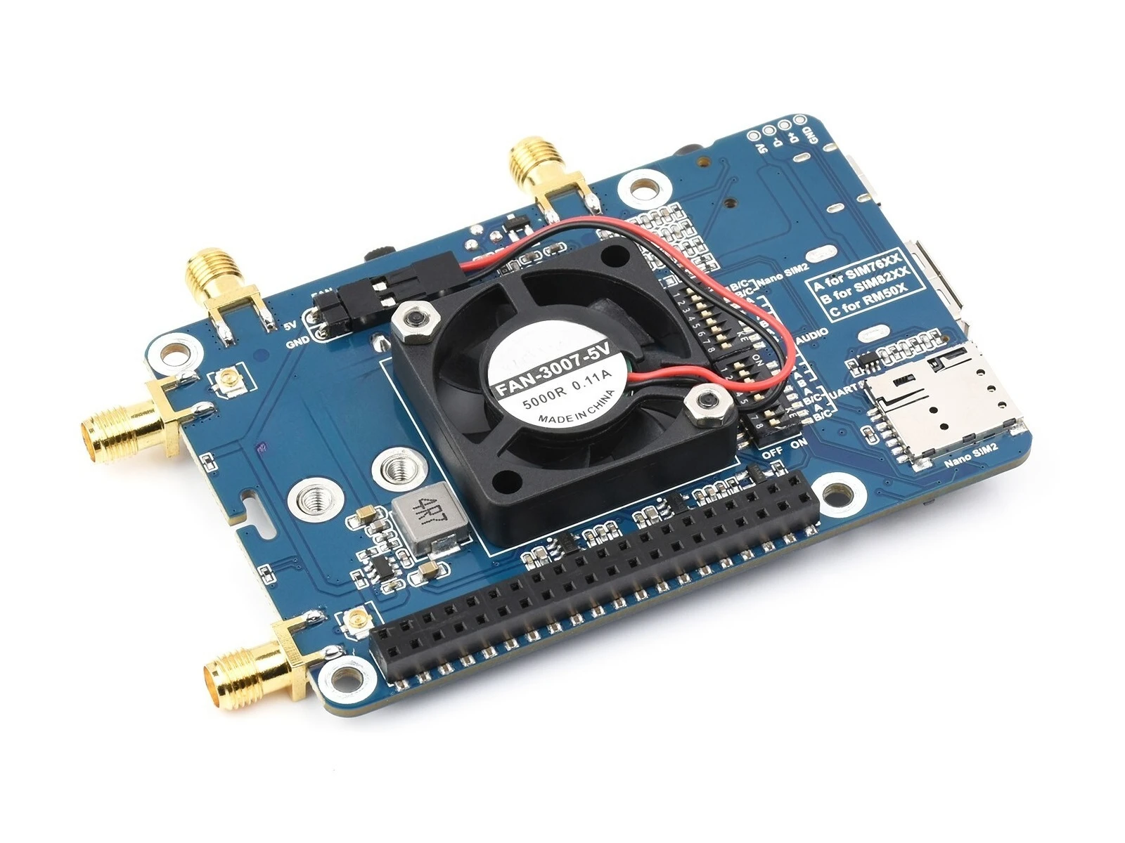 For RM520N-GL 5G HAT for Raspberry Pi w/Case Quad Antennas LTE-A Global
