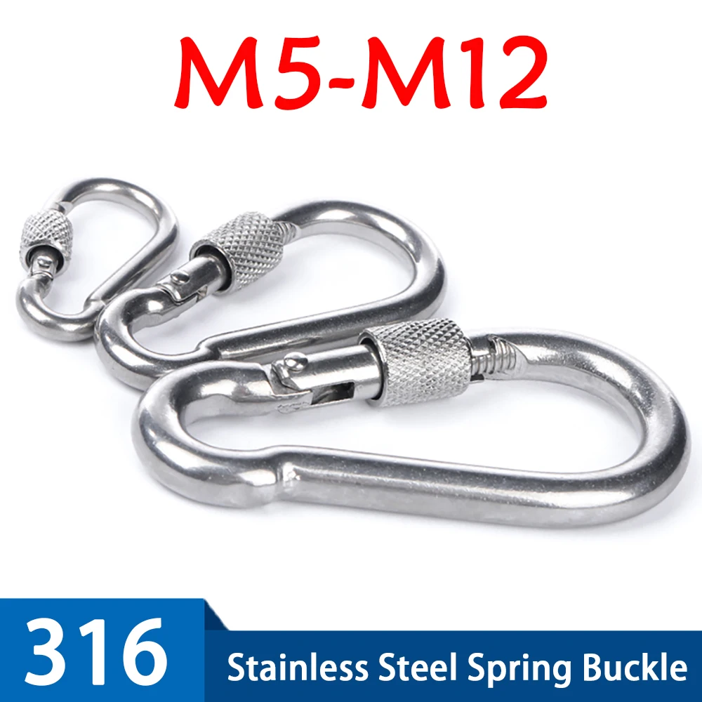 

1-10Pcs 316 Stainless Steel Carabiner Spring Snap Hook Outdoor Quick Link Lock Pet Rop Snap M4 M5 M6 M7 M8 M9 M10 M11 M12