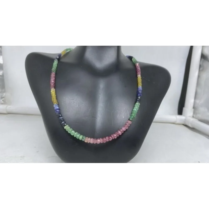 قلادة متعددة الياقوت مقاس 18 بوصة مستديرة الأوجه 4-5 مم من الخرز المملوء بالذهب #5