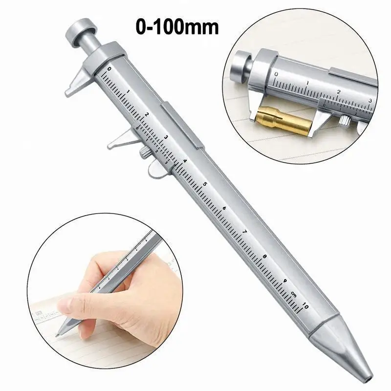 0-100mm Vernier Caliper Pen Caliper Roller Ball-Point 1mm Plastic Student Stationery Vernier Caliper Woodworking Measuring Tool