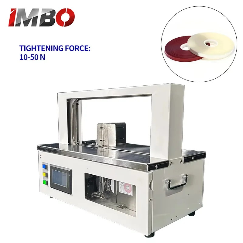 Packing Strapping Machine, Touch Display/Button Control, for PP/Paper/Film Tape, Stainless Limit Plate, Transparent Window