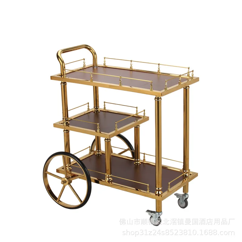 

Directly from the manufacturer light luxury royal wine cart Multifunctional three-layer wine service cart Hand service trolley