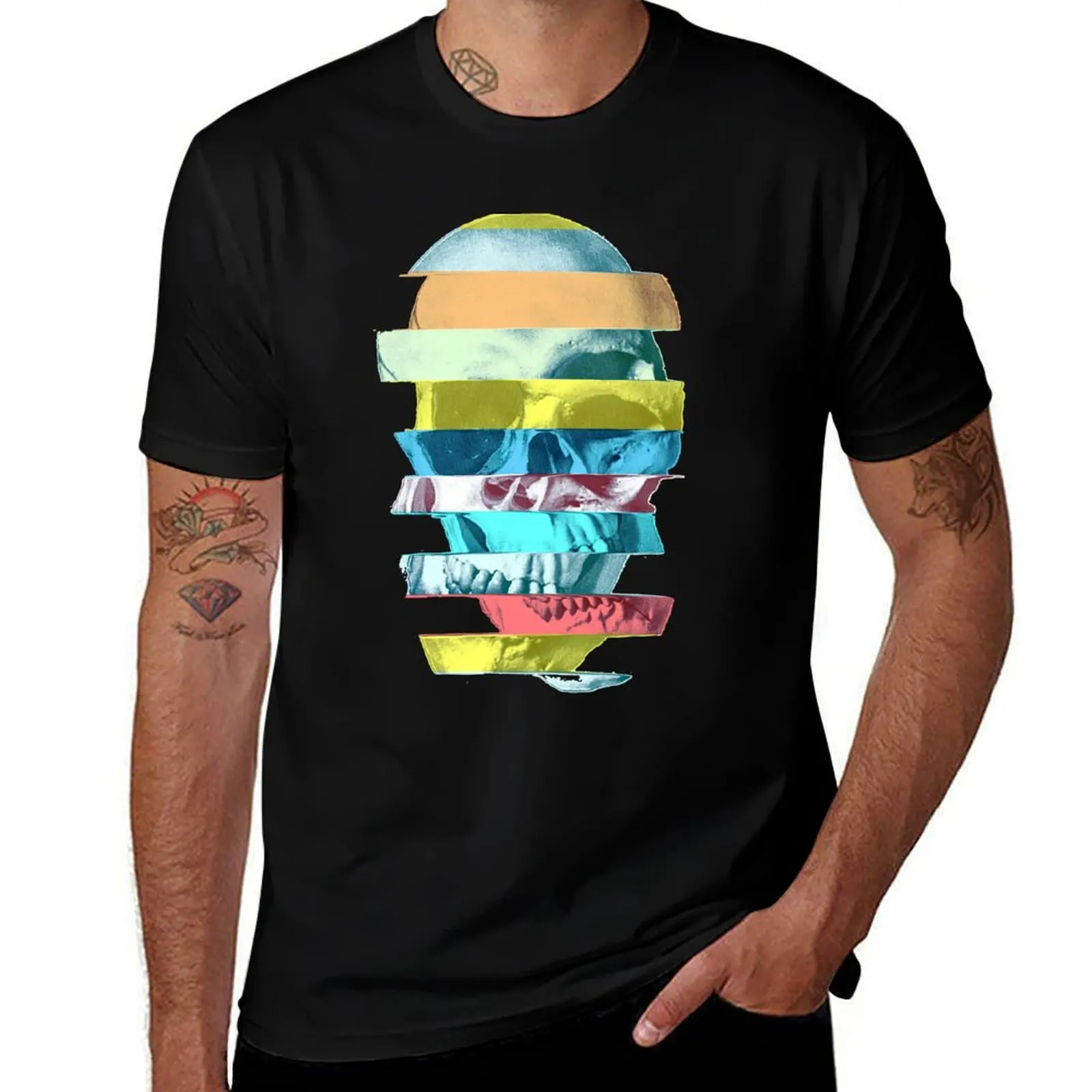 Glitch Skull T-Shirt man t shirts for men casual T-Shirt