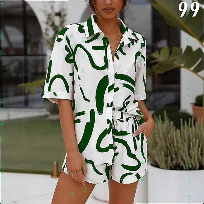 Bohemian Printed Two Piece Set Women Casual Matching Sets Spring Summer