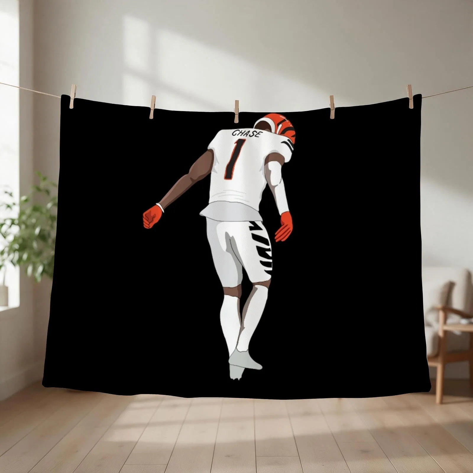 Ja'Marr Chase Throw Blanket couch cozy soft plush fuzzy picnic outdoor blanket