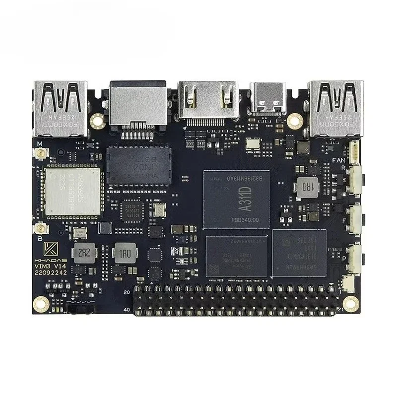 Placa de Desarrollo de Código Abierto Khadas VIM3 A311D con 5.0 TOPs de Potencia de Computación, Kit de IA Inteligente Colaborativo Multipantalla