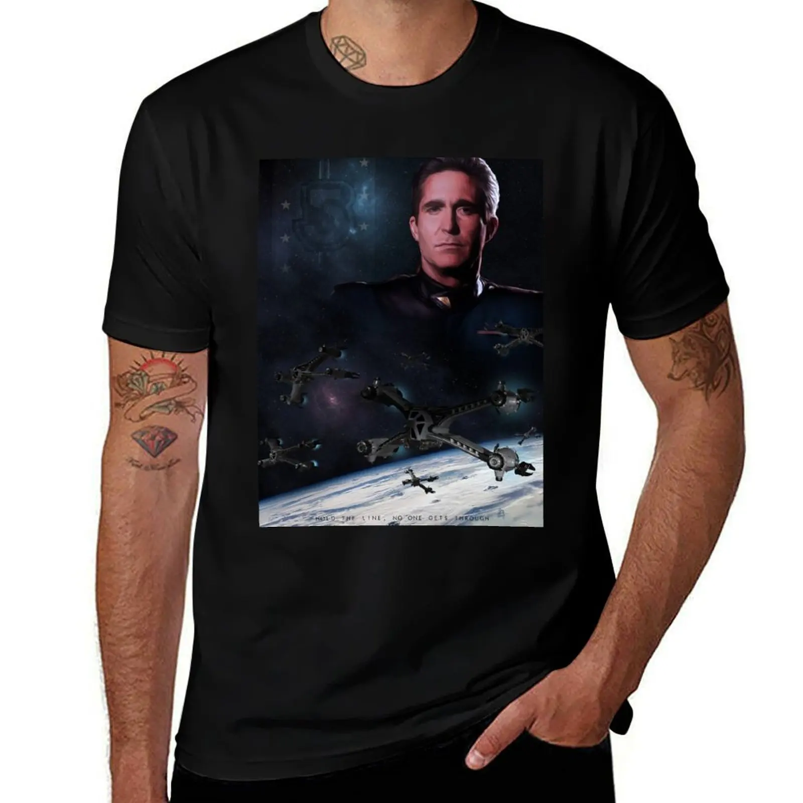 

Babylon 5-футболка Hold the Line, мужская футболка, роскошные футболки с принтами, футболка