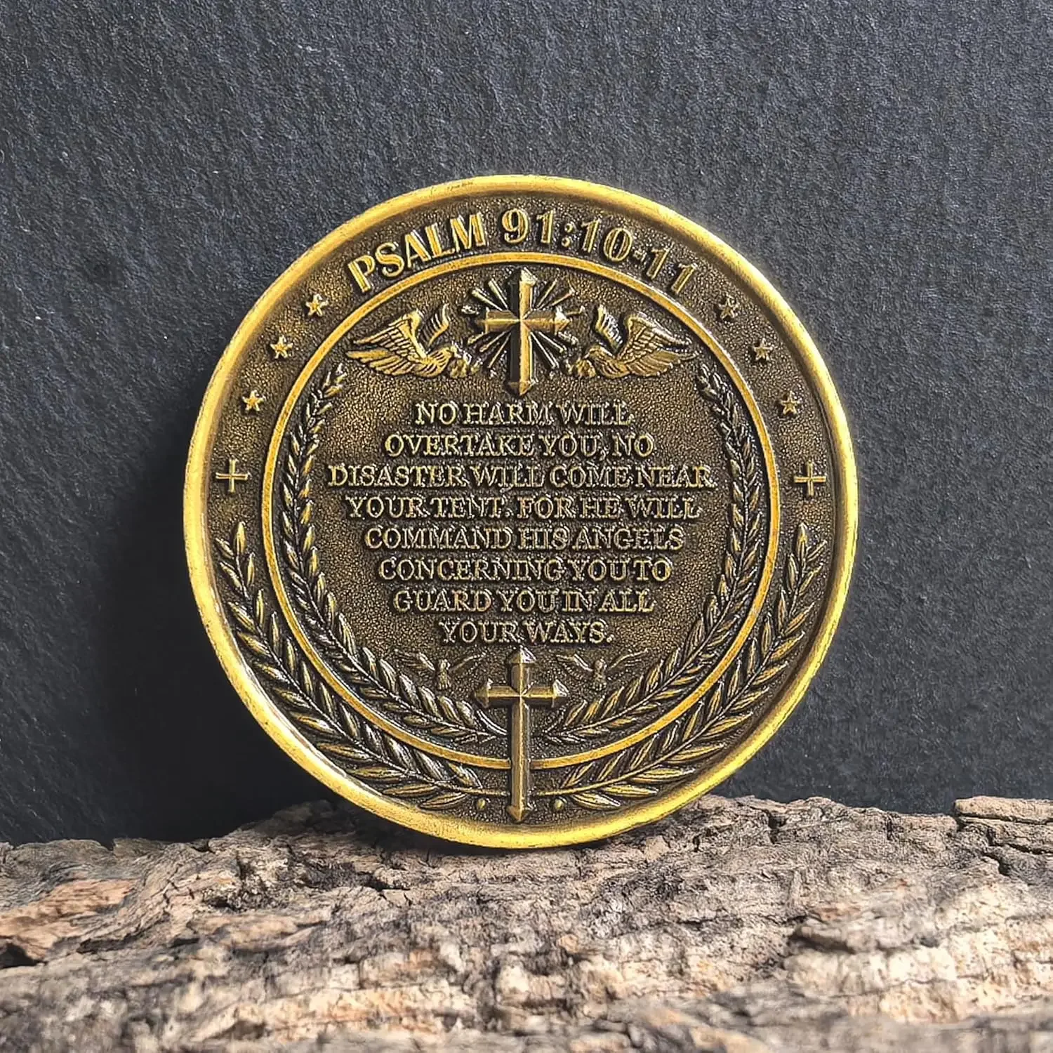 The Archangel Michael Watches Over Us Challenge Coin - Psalm 91:10-11 Inspirational Religious Collectible Coin