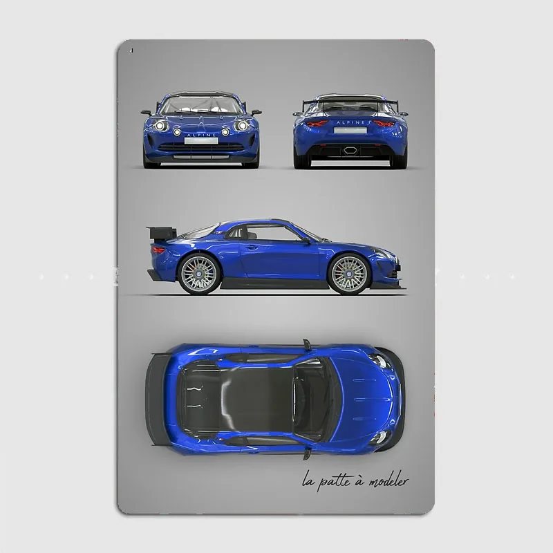 Blue Alpine A110 GTR Car Rally Classic Car Rally Racing Retro Metal Sign Poster Garage Room Decor Custom Tin Home Decor Wall Art