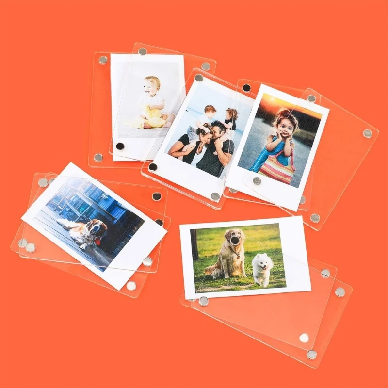 5Pcs Acrylic Fridge Photo Frame Magnetic Double Sided Magnetic Picture Frames Magnet Framless Photo Holder Home Decors