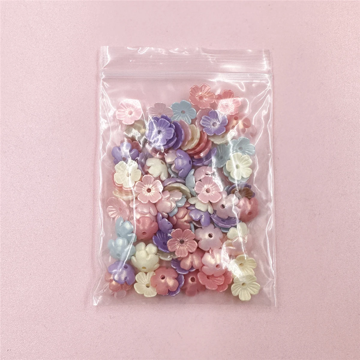 80Pcs/bag 10.5mm Acrylic Colored Five-petal Flower Beads Caps Handmade Earrings Hairclip Jewelry MakingMaterials