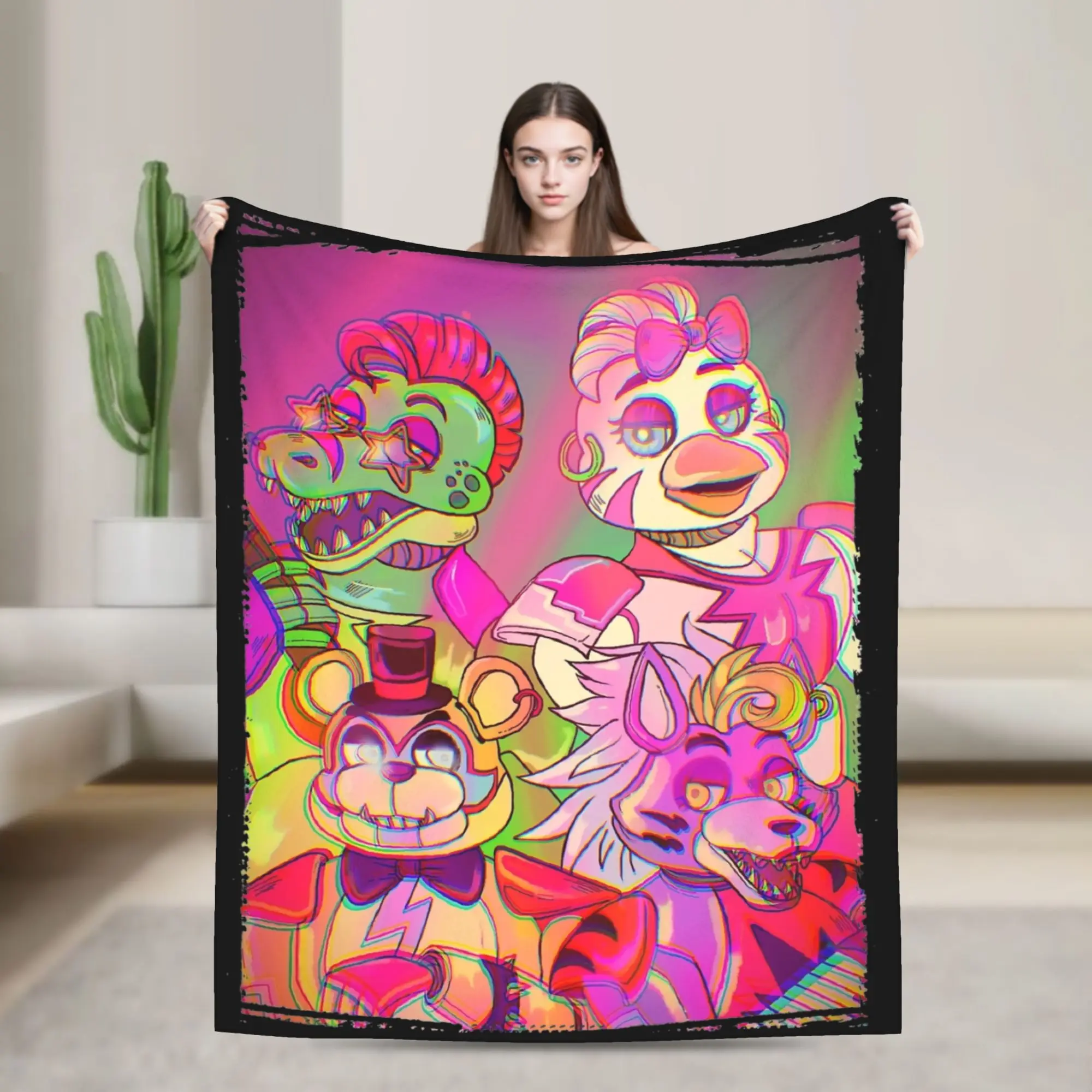 Five Nights Security Breach Blanket Flannel Spring/Autumn  Breathable Super Warm Throw Blanket for Home Travel Rug Piece