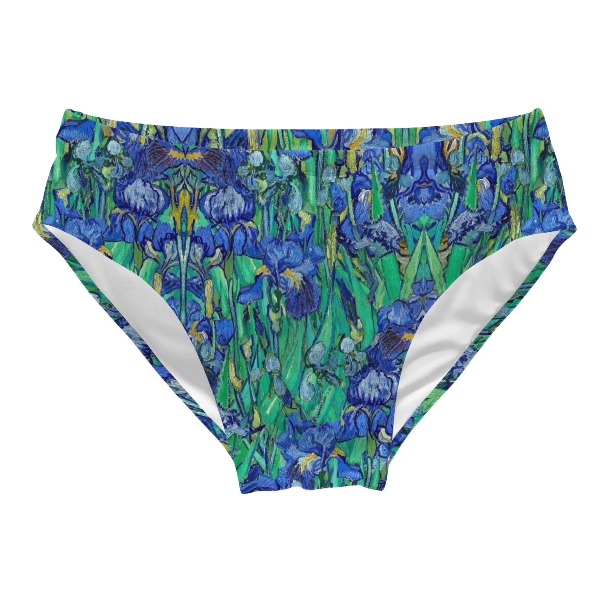 Van Gogh-inspired Iris Print Men's Swim Trunks Artistic Painting Skin-friendly Lightweight Non-slip Men's Beach Briefs Shorts