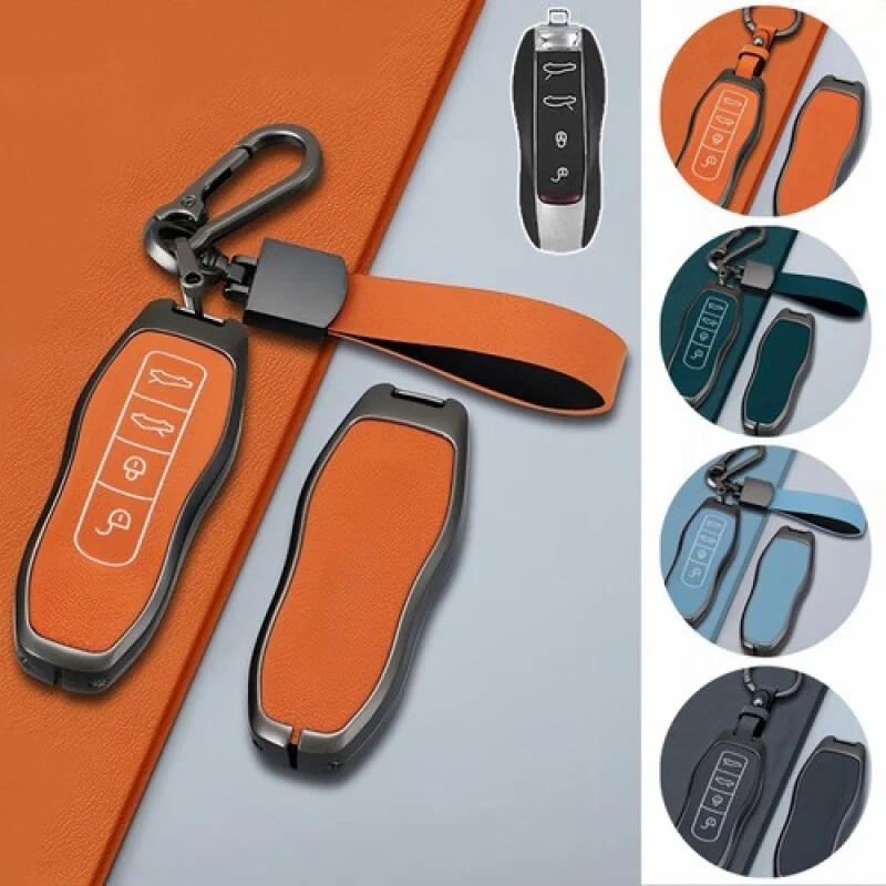 

Кожаный чехол для ключей от автомобиля A + из цинкового сплава для Porsche Cayenne Boxster 918 Panamera
